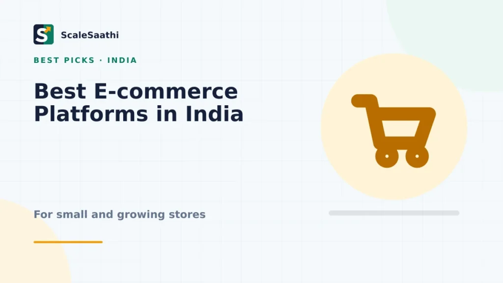 Best e-commerce platforms in India for small and growing stores — ScaleSaathi featured graphic