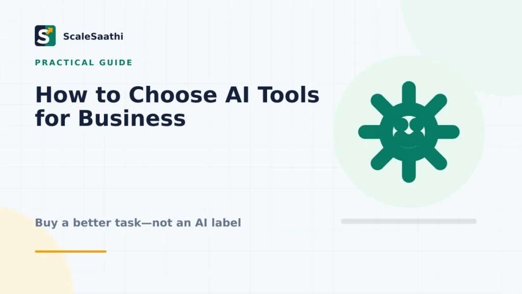 How to Choose AI Tools for Business Without Wasting Money — ScaleSaathi featured graphic