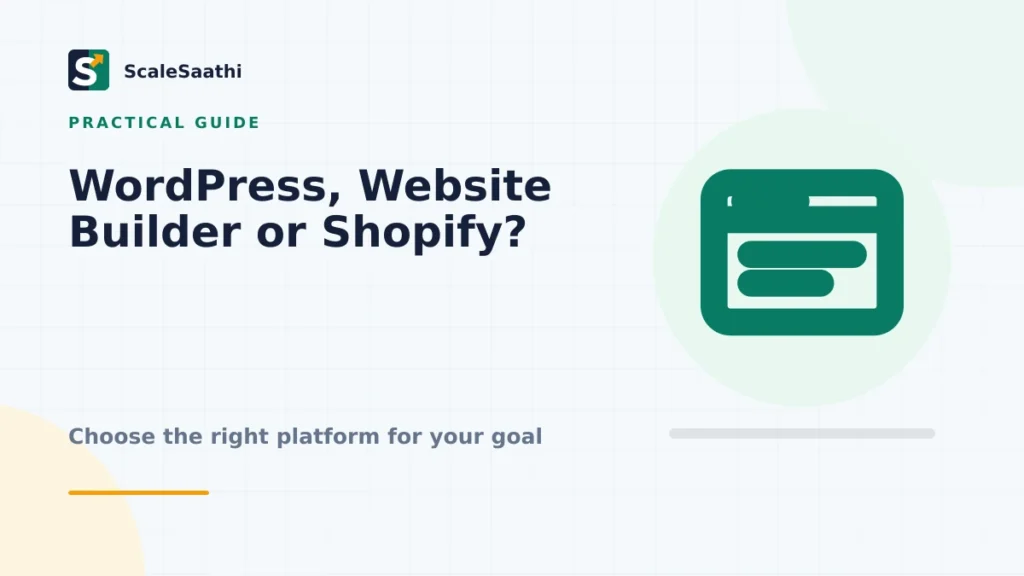 WordPress, Website Builder or Shopify? How to Choose a Platform — ScaleSaathi featured graphic