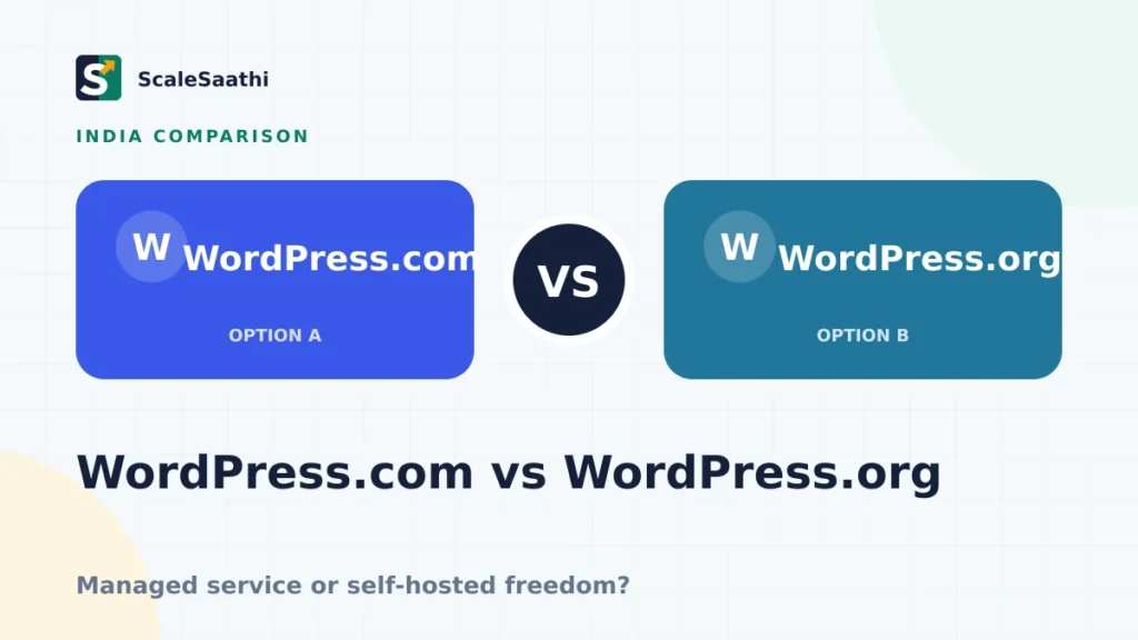 WordPress.com vs WordPress.org: which should an Indian website choose? — ScaleSaathi featured graphic